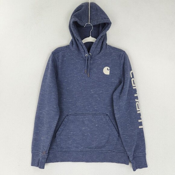 Carhartt Sweater Womens Medium Blue Relaxed Fit Pullover Hoodie Sweatshirt - Picture 1 of 14